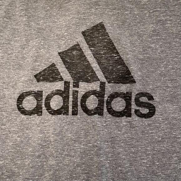 Adidas Logo V-Neck  Short Sleeve Tee Gray Small - Picture 3 of 10